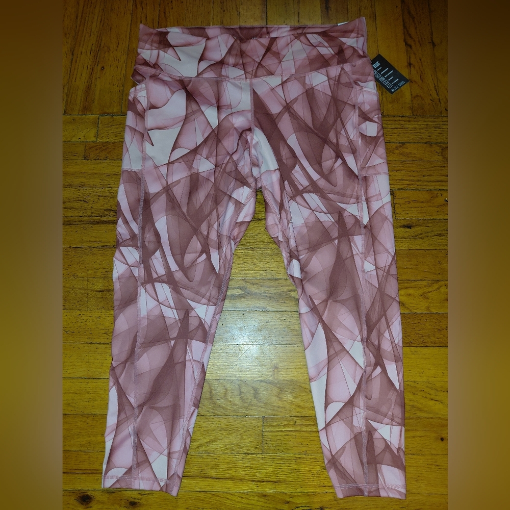 Ideology Leggings Abstract Pink with Side Pockets SIZE 2X